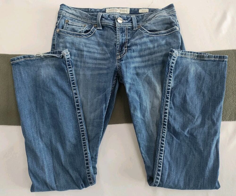 BKE Culture Jeans Mens 31x30.5 Blue Straight Leg Medium Wash Distressed Denim